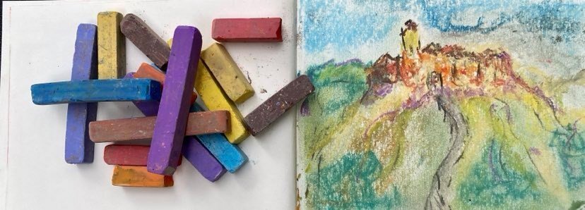 Masterclass online schilderen Bolsena 2 - Online masterclass pastelschilderen Italië. Bolsena & Cività di Bagnoregio masterclass.